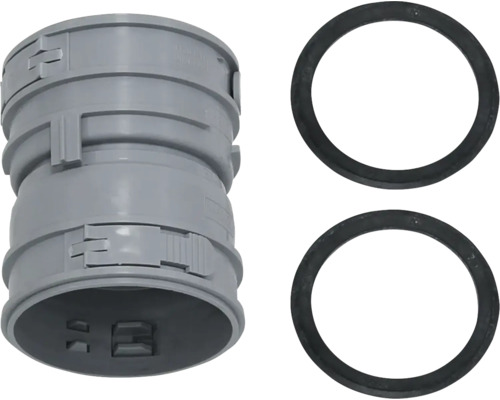 Vaillant Verbindungsstück für flexibles Abgassystem DN60 PP 0020077525 Grauer Kunststoff-Rohrverbinder mit zwei Dichtungsringen