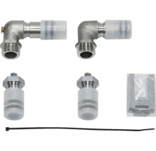 Kit d'installation sanitaire avec raccords coudés et matériel de fixation