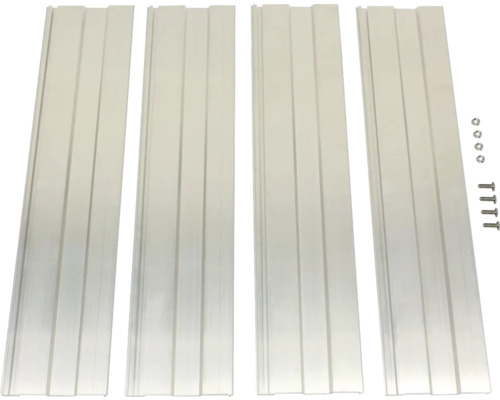 Quatre profilés en aluminium avec vis pour le montage