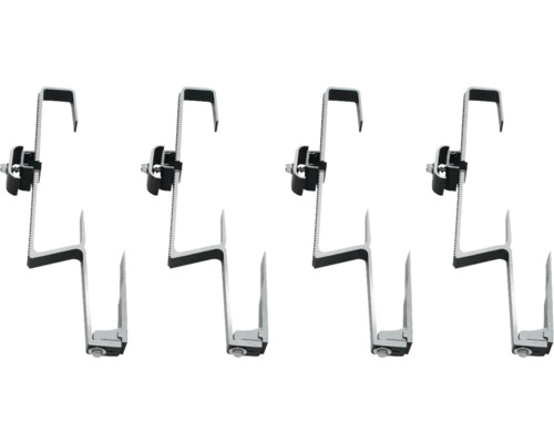 Vier Dachhaken für die Montage von Solarmodulen auf Dächern