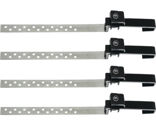 Quatre crochets de gouttière avec bande perforée pour la fixation