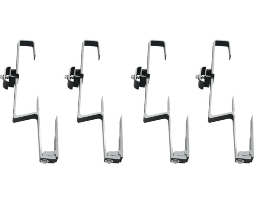 Vier Dachhaken zur Befestigung von Photovoltaikanlagen