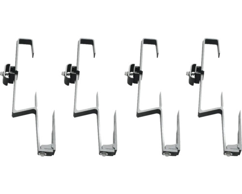 Vier Solarmodul Dachhaken zur Befestigung von Photovoltaikanlagen