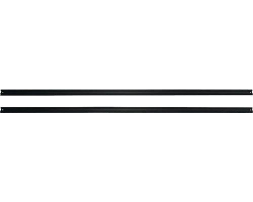 Zwei schwarze Aluminiumprofile für die Montage