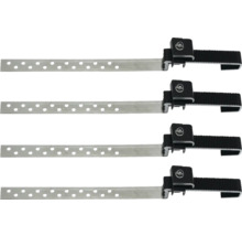 Vier Befestigungsschienen aus Metall mit Halterung