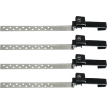 Quatre supports de gouttière avec bande perforée