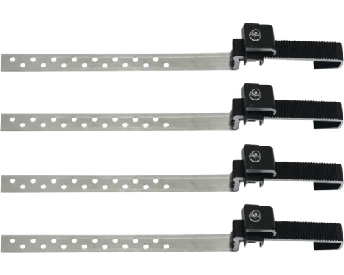 Quatre supports de gouttière avec bande perforée