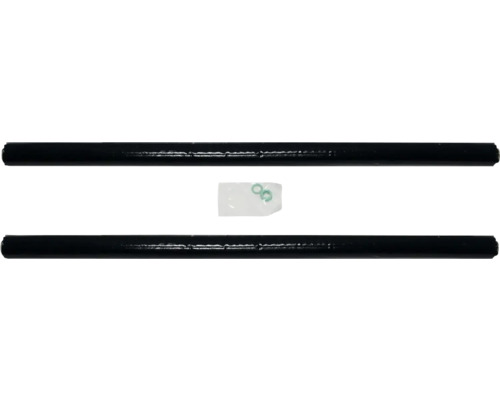 Zwei schwarze Heizungsrohre mit Dichtungsringen