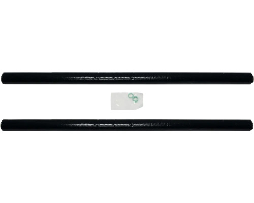 Zwei schwarze Fallrohre und eine Packung Dichtungsringe