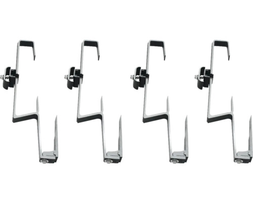 Vier Dachhaken zur Befestigung von Solarmodulen