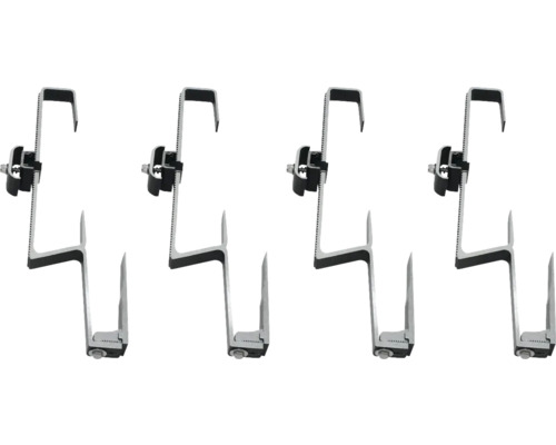 Mehrere Dachhaken zur Befestigung von Solarmodulen auf einem Dach