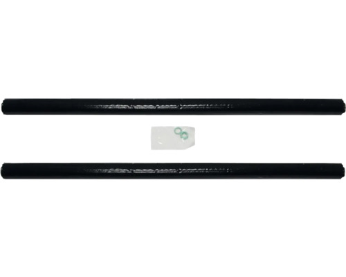 Zwei schwarze Heizungsrohre und Dichtungsringe