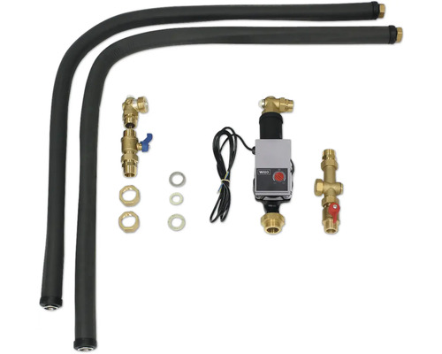 Kit d'accessoires de chauffage avec tuyaux, vannes et circulateur
