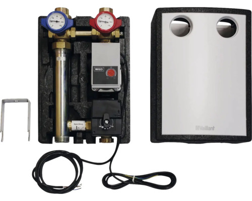 Distributeur de circuit de chauffage Vaillant avec pompe de circulation et accessoires de raccordement
