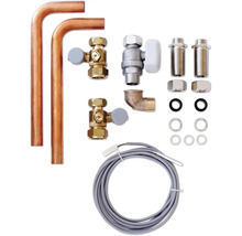 Kit de raccordement de radiateur avec tuyaux en cuivre, vannes thermostatiques, robinet à boisseau sphérique, coude et sonde de température