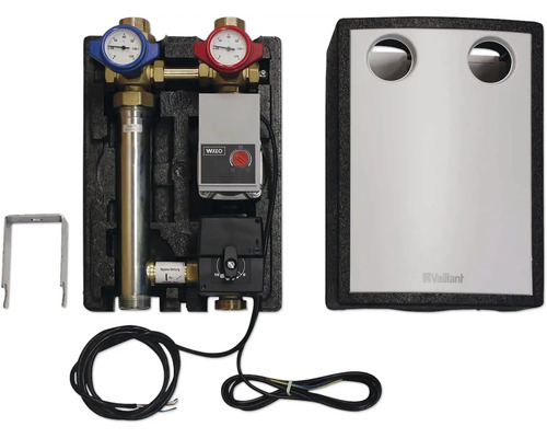 Distributeur de circuit de chauffage avec pompe, indicateurs de température, régulateur et câble de raccordement