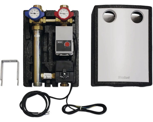 Distributeur de circuit de chauffage Vaillant avec pompe, manomètre et régulation