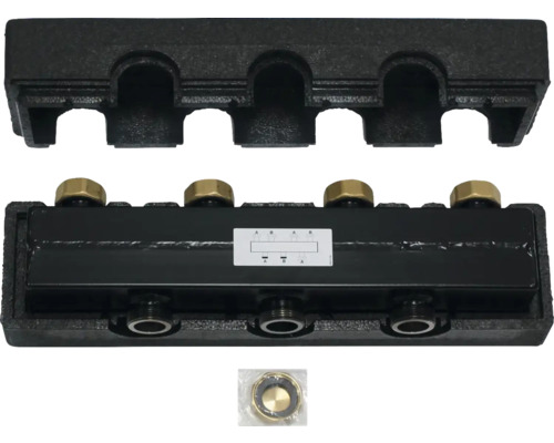 Distributeur de circuit de chauffage avec raccords et isolation