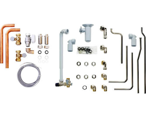 Divers matériaux d'installation sanitaire, y compris des tuyaux, des vannes, des raccords et des joints