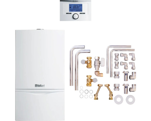Chaudière à gaz à condensation Vaillant paquet 6.80/2 atmoTEC plus VCW194/4-5 A E, calorMATIC 350, accessoire 0020219695 Système de chauffage Vaillant avec accessoires et commande