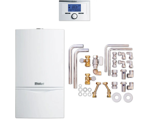 Chaudière à gaz à condensation Vaillant paquet 6.82/2 atmoTEC plus VCW244/4-5 A E, calorMATIC 350, accessoire 0020219697 Système de chauffage Vaillant avec accessoires et commande