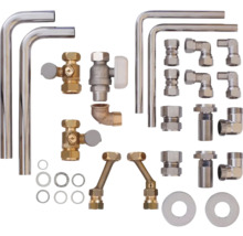 Kit de raccordement de radiateur avec tuyaux, vannes et raccords