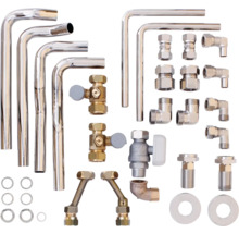 Kit d'installation sanitaire avec tuyaux, vannes et raccords