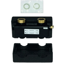 Distributeur de circuit de chauffage avec raccords de raccordement et joints d'étanchéité