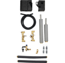 Heizkörperanschlussgarnitur mit verschiedenen Anschlussstücken, Ventilen und Zubehör