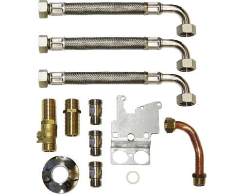 Kit d’installation Vaillant pour mitigeur et atmoMAG laiton 20234534 Kit d'installation avec flexibles blindés et raccords