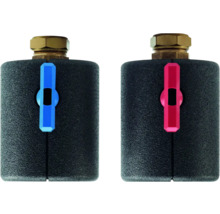 Zwei Heizkörperventile mit Thermostatkopfanschluss und Absperrung