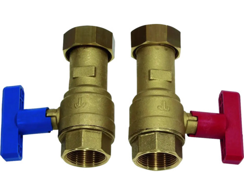Zwei Messing-Kugelhähne mit T-Griffen