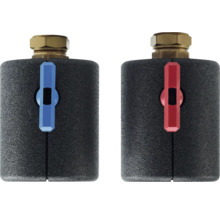 Zwei Heizkreisverteiler mit Absperrventilen für Vor- und Rücklauf