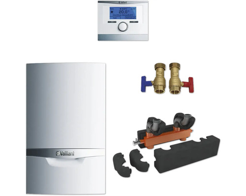 Vaillant Paket 1.139/2 Gas-Wandheizgerät ecoTEC plus VC 406/5-5 LL, witterungsgeführter Regelung VRC 700/6 Installations-Set L/LL 0010029699 Vaillant Gasheizung mit Regelung, Ventilen und Zubehör