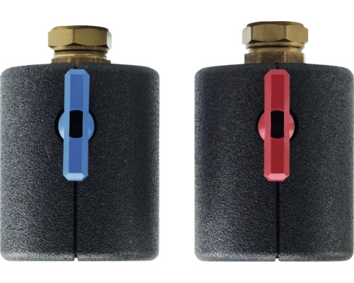 Absperrventile für Heizkörper, Set mit blauem und rotem Griff
