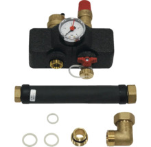 Heizungsverteiler-Set mit Manometer, Absperrventil, Anschlussrohr, Dichtungen und Winkelstück