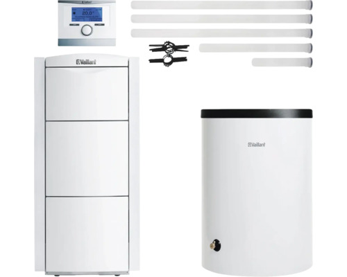 Vaillant Paket 2.39/3 Gas-Brennwertkessel ecoVIT exclusiv VKK 226/4 E/H, Warmwasserspeicher uniSTOR plus VIH R 150/6 B, witterungsgeführter Regelung multiMATIC VRC 700/6 und Luft-/Abgasführung starr Ø 80 PP 0010029797 Vaillant Heizungsanlage mit Warmwasserspeicher und Zubehör