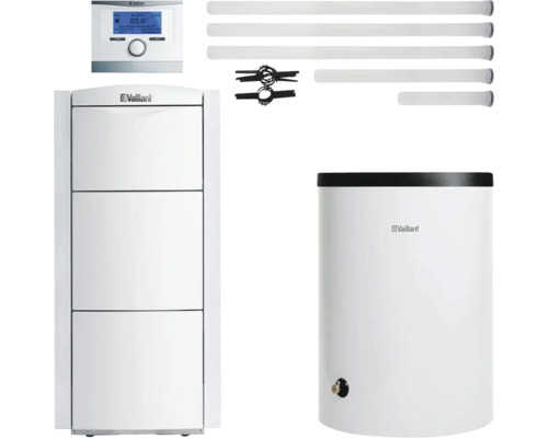 Vaillant Paket 2.49/3 Gas-Brennwertkessel ecoVIT exclusiv VKK 286/4 E/H, Warmwasserspeicher uniSTOR plus VIH R 150/6 B, witterungsgeführter Regelung multiMATIC VRC 700/6 und Luft-/Abgasführung starr Ø 80 PP 0010029801 Vaillant Heizungsanlage mit Steuerung, Speicher, Heizungsrohre und Zubehör