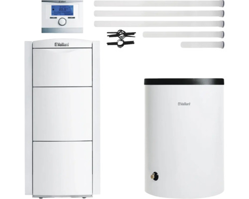 Vaillant Paket 2.53/3 Gas-Brennwertkessel ecoVIT exclusiv VKK 226/4 L/LL, Warmwasserspeicher uniSTOR plus VIH R 150/6 B, witterungsgeführter Regelung multiMATIC VRC 700/6 und Luft-/Abgasführung starr Ø 80 PP 0010029805 Vaillant Heizungsanlage mit Warmwasserspeicher, Steuerung, Rohren und Montagezubehör