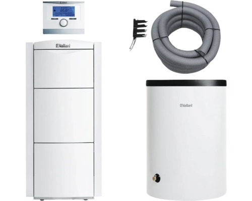 Vaillant Paket 2.54/3 Gas-Brennwertkessel ecoVIT exclusiv VKK 226/4 L/LL, Warmwasserspeicher uniSTOR plus VIH R 150/6 B, witterungsgeführter Regelung multiMATIC VRC 700/6 und Luft-/Abgasführung flexibel Ø 80 PP 0010029806 Vaillant Heizungsanlage mit Zubehör