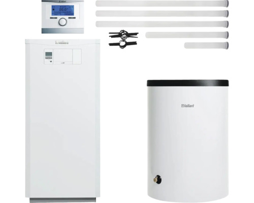 Vaillant Paket 2.61/3 Gas-Brennwertkessel ecoVIT VKK 186/5, Warmwasserspeicher uniSTOR plus VIH R 120/6 B, witterungsgeführter Regelung multiMATIC VRC 700/6 und Luft-/Abgasführung starr 0010029837 Vaillant Heizungsanlage mit Zubehör