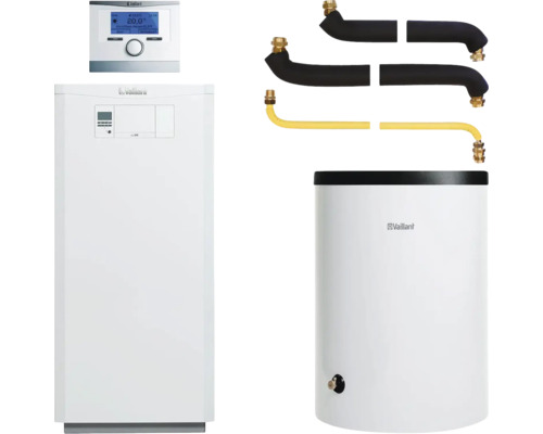 Vaillant Paket 2.64/3 Gas-Brennwertkessel ecoVIT VKK 186/5, Warmwasserspeicher uniSTOR plus VIH R 120/6 B und witterungsgeführter Regelung multiMATIC VRC 700/60 0010029840 Vaillant Heizungsanlage mit Regler und Warmwasserspeicher