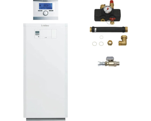 Chaudière à gaz à condensation Vaillant paquet 2.68/3 ecoVIT VKK 356/5 E, VRC 700/6, 0010029847 Système de chauffage Vaillant avec unité de commande, bloc de montage, vase d'expansion, joints, robinet d'arrêt et raccord coudé