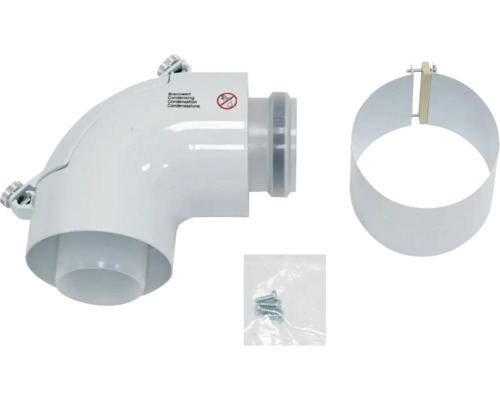 Abgasrohrbogen mit Befestigungsschelle und Schrauben