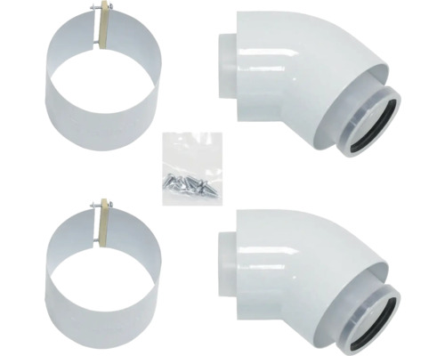 Auspuffrohrschelle und 90-Grad-Bogen für Dunstabzugshauben