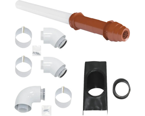 Abgasrohrset mit Rohren, Rohrbögen, Schellen, Schrauben und Dichtungen für Ofeninstallation