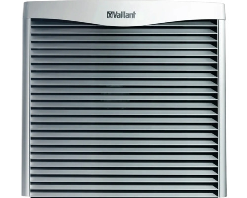 Logo Vaillant sur un habillage de radiateur avec des lamelles