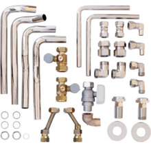 Kit de raccordement de radiateur avec vannes, raccords d'angle et tuyaux