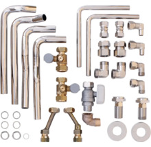 Kit de raccordement pour radiateur avec vannes, tuyaux et raccords