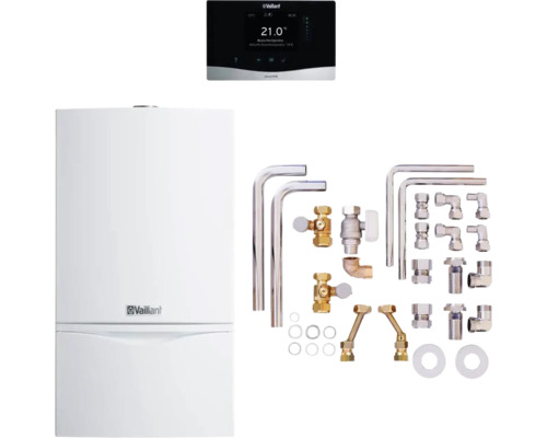 Chaudière à gaz à condensation Vaillant paquet 6.205/2 atmoTEC plus VCW194/4-5 A LL, sensoHOME 380/2, accessoire 0010046387 Système de chauffage Vaillant avec régulation et accessoires d'installation